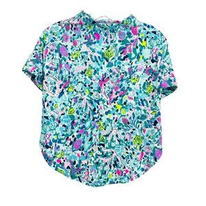 Lilly Pulitzer Dog Pajama Shirt in Dive Bar Blue Fish Nautical Print Size L/XL